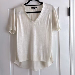 Banana Republic mixed-media cream color blouse